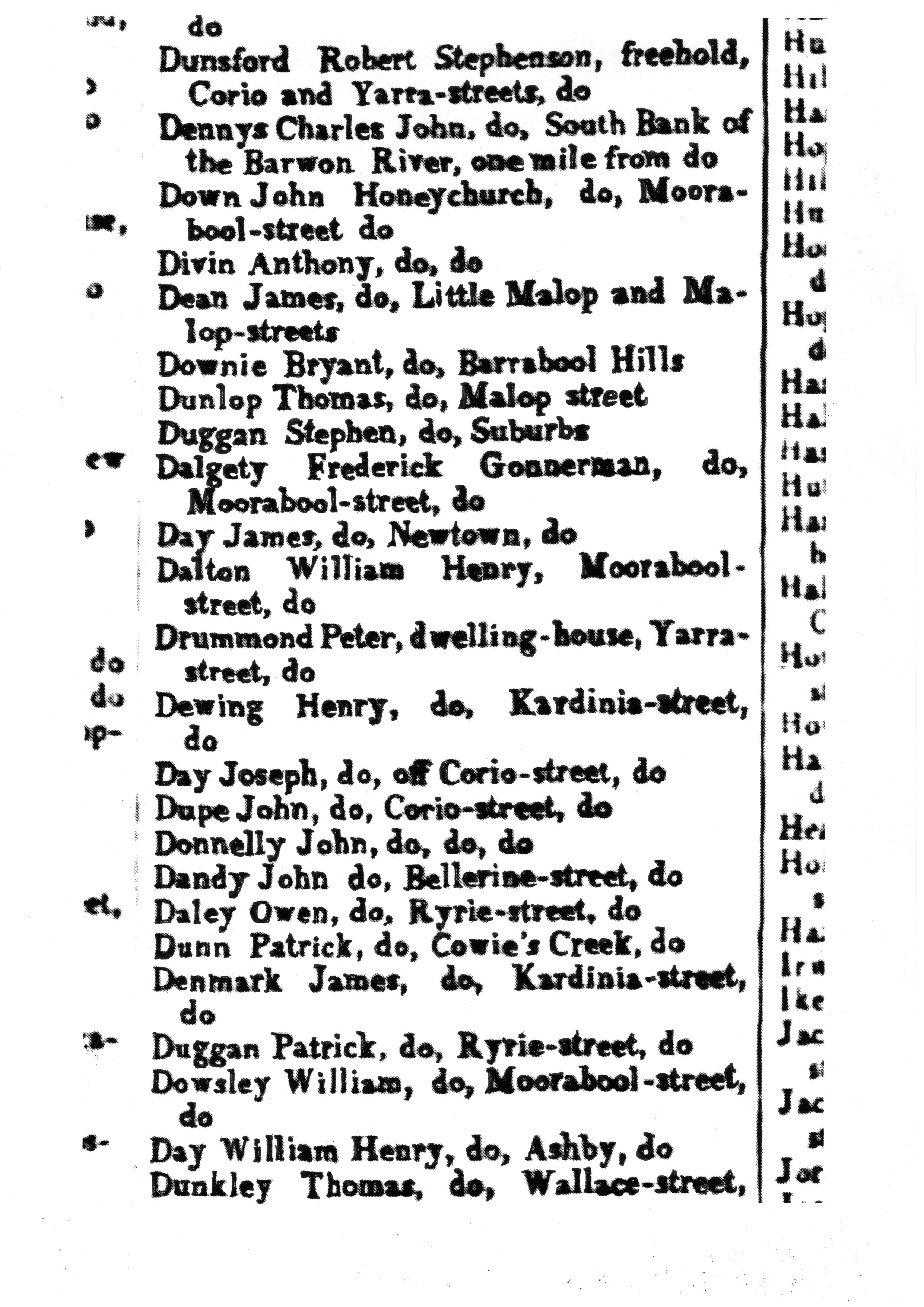 [1850 Electoral Roll of Geelong]
